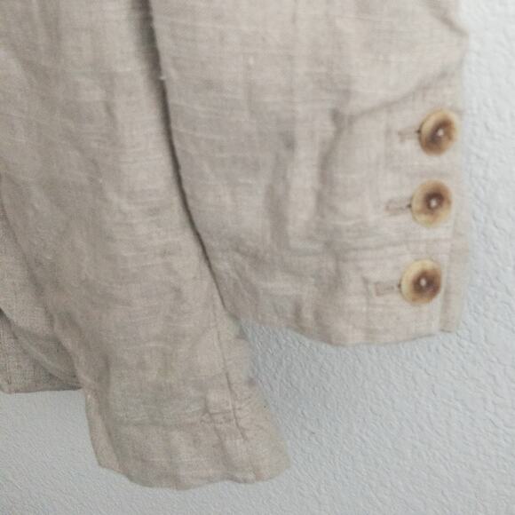 Free People We The Free Beckett Boyfriend Linen Blend Beige Blazer Size Small - Picture 5 of 9
